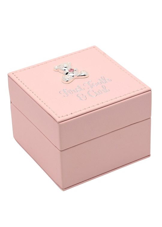 Caseta patrata roz Prima Suvita & Primul Dintisor cu urs BM381 Bambino By Juliana