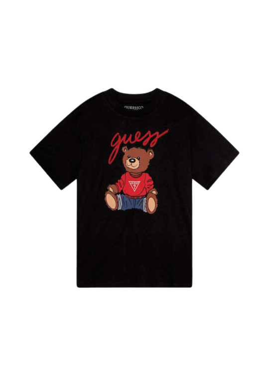 Black Short Sleeve T-Shirt with Bear H4BT01 JBLK Guess
