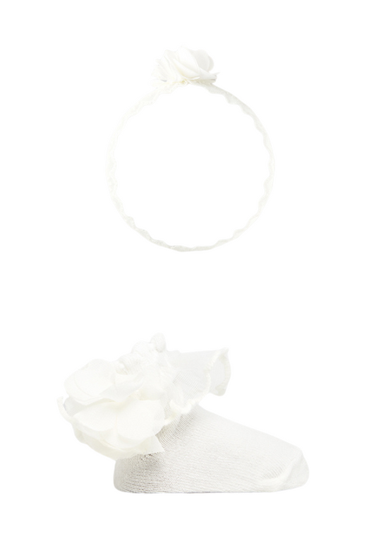 Set Bentita si Sosete cu Floare Crem 9869 Mayoral