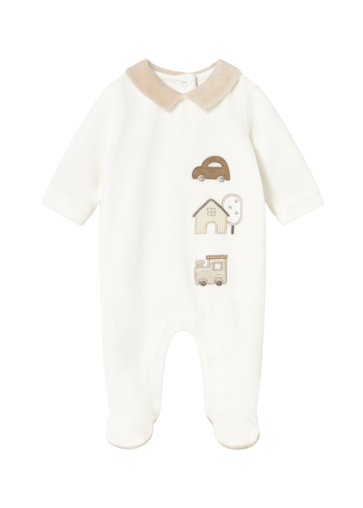 Salopeta Lunga Velur Crem cu Masini 2716 Mayoral