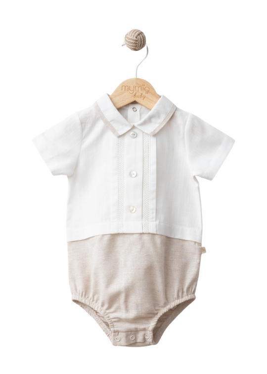 Body Crem cu Bej Tip Camasa cu Maneca Scurta 4239 MyMio