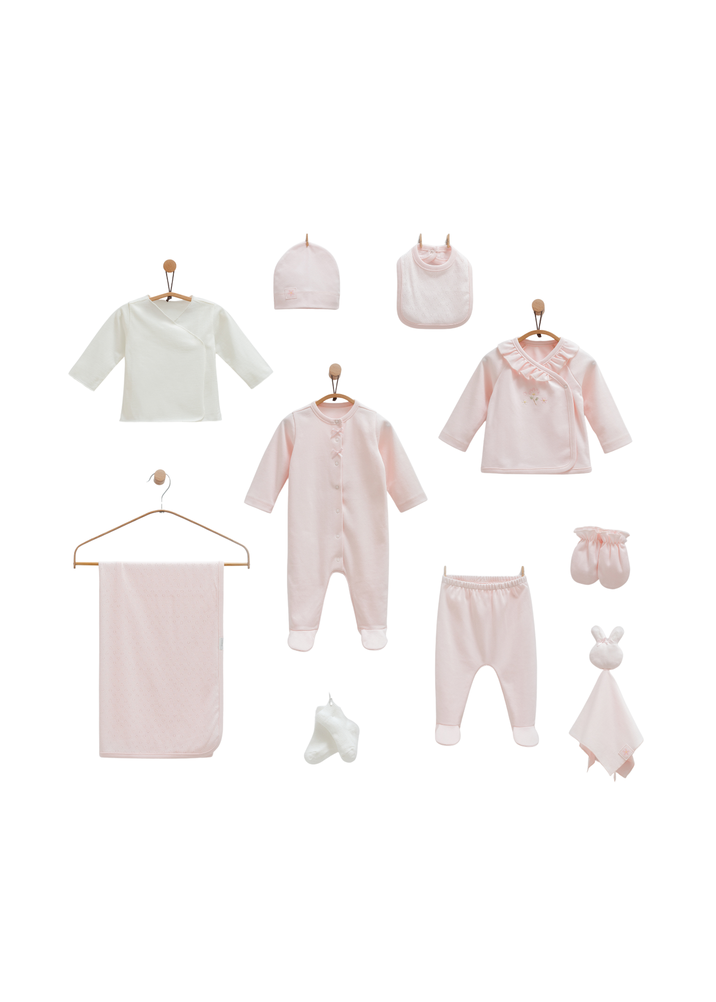 Set 10 Piese Maternitate Roz cu Broderie Flori ZK1474 Mell Sweet Baby