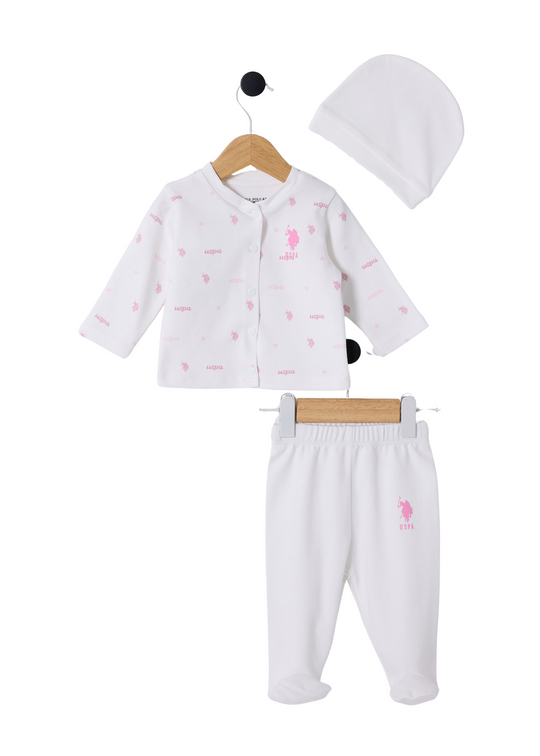 Set 3 Piese Ivory cu Imprimeu Logo Roz USB2359 Us Polo Assn