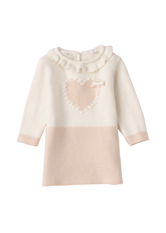 Rochie Tricotata Bej cu Maneca Lunga 3.F720/00 Minibanda