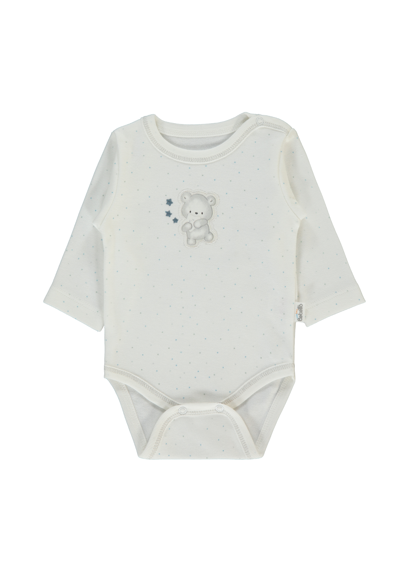 Body cu Maneca Lunga Crem cu Picouri si Urs T4043 Bebetto