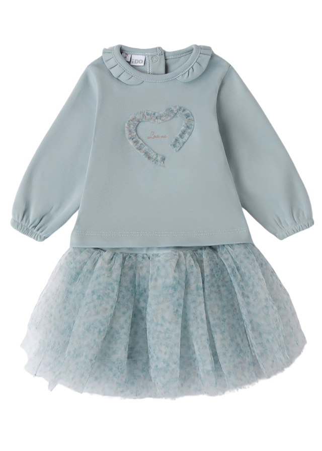 Set 2 Piese Turquoise Bluza Sport cu Inima si Fusta Tutu din Tulle 0A4300.00 iDO