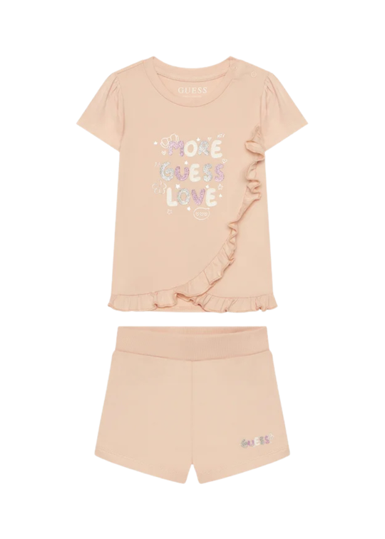Set 2 Piese Tricou si Pantaloni Scurti Somon A6GG10 K6YW4 G6O1 Guess