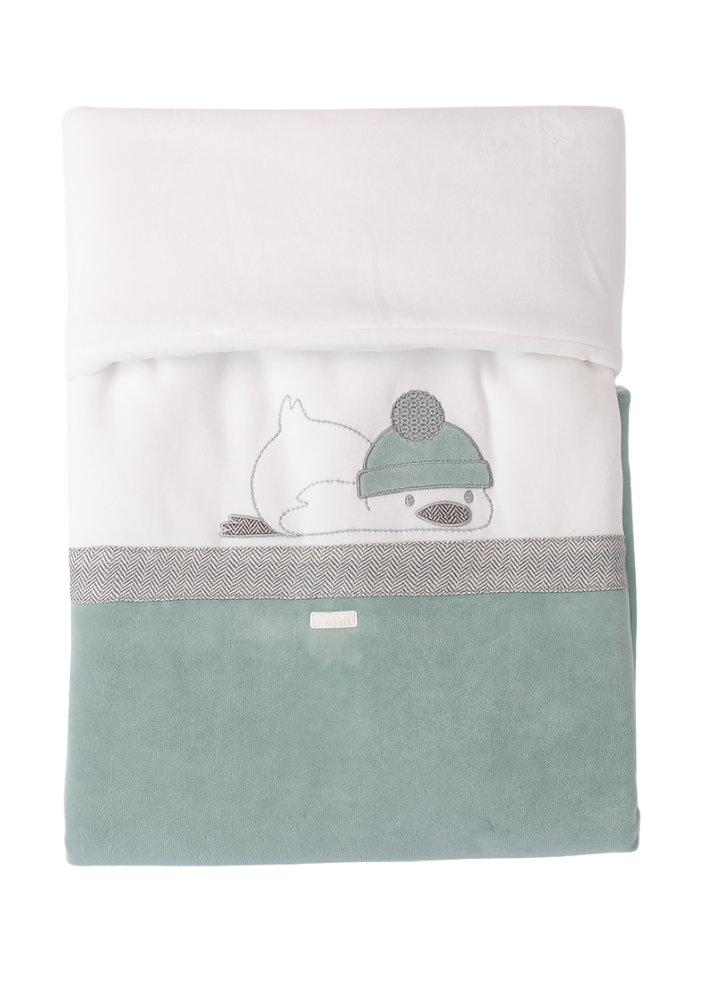 Pled Matlasat Crem cu Verde cu Pinguin 3.F308 Minibanda