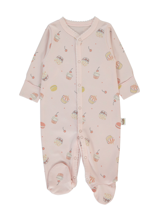 Salopeta Lunga Roz cu Imprimeu Briose T4081 Bebetto