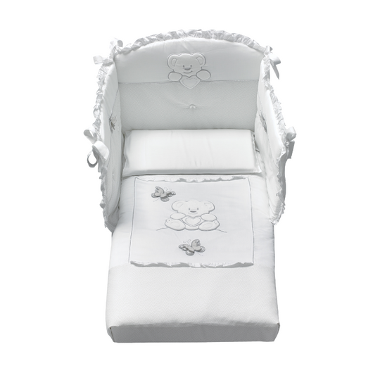 Set Protectie Patut 4 Piese Bumbac Colectia Soffio Alb Azzurra