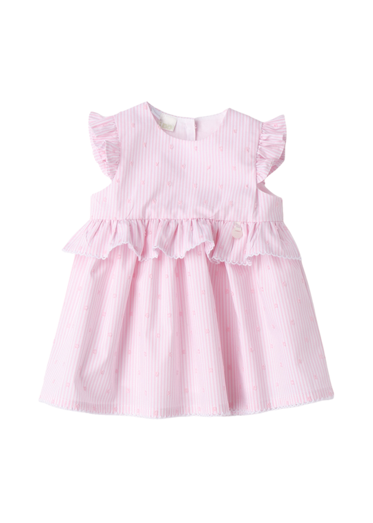 White Sleeveless Dress with Pink Stripes 4.G087/00 iDO