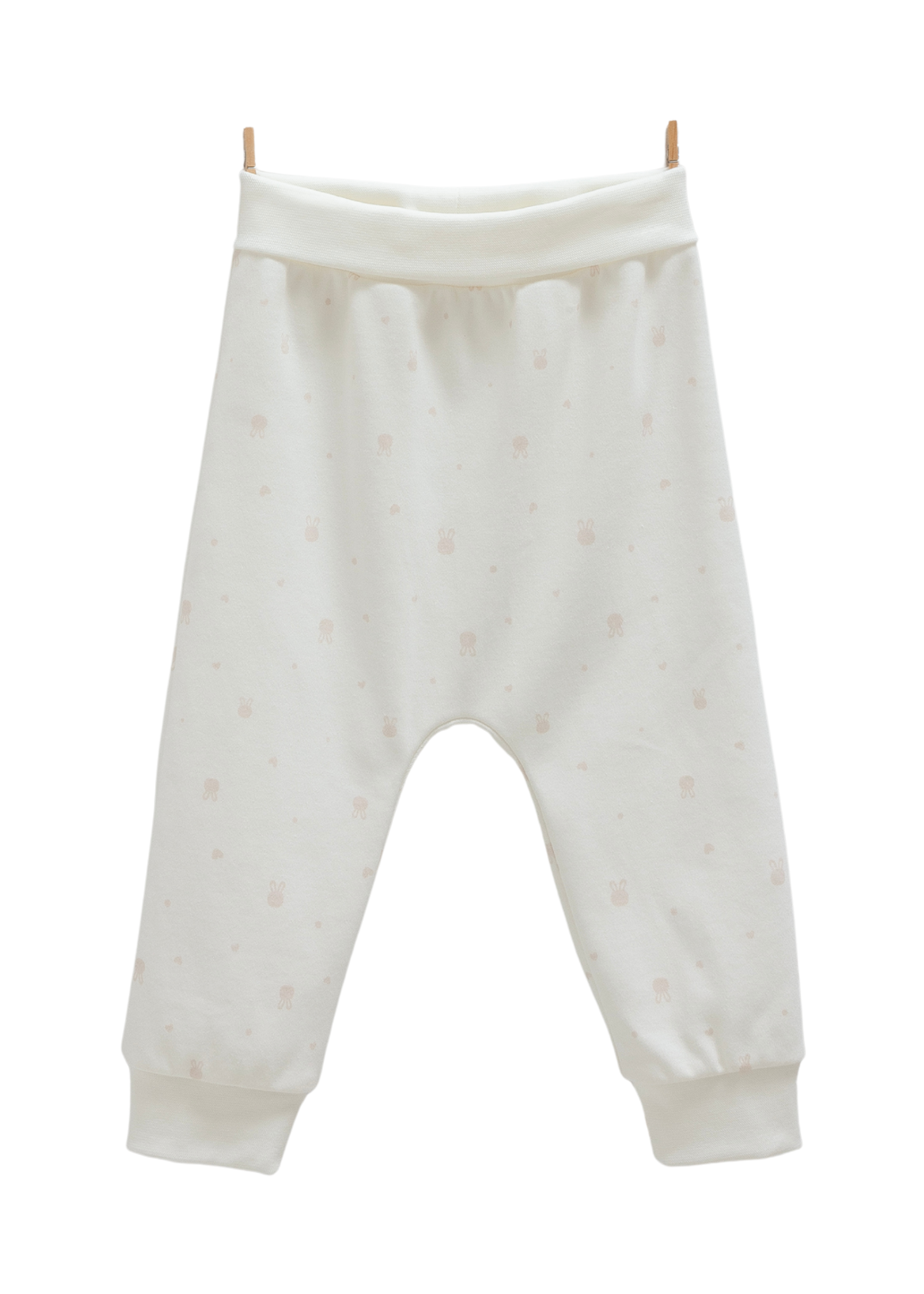 Set 2 Perechi de Pantaloni din Bumbac Crem cu Iepure APK1486 Mell Sweet Baby