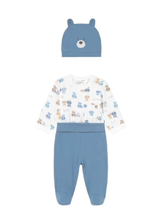 Set 3 Piese Crem cu Bleu cu Ursi 1504 Mayoral
