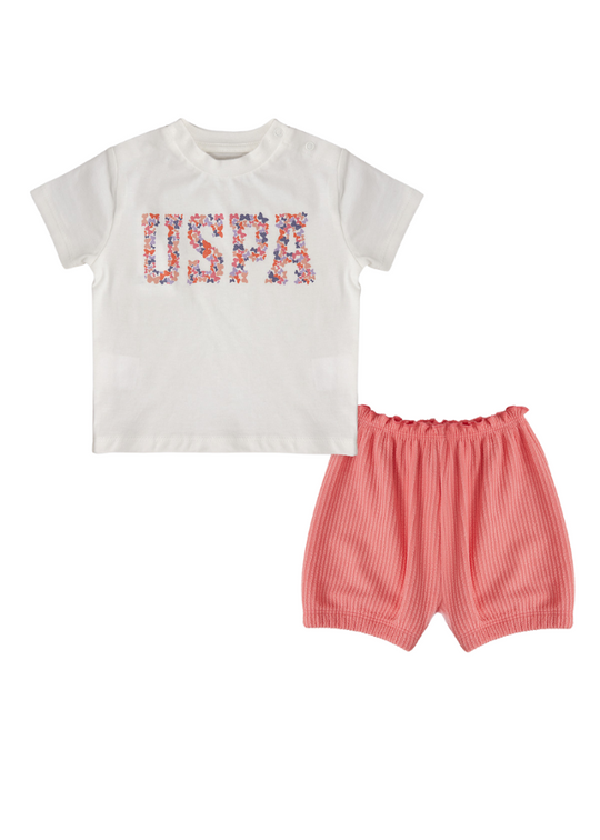 Set 2 Piese, Tricou Ivory si Pantaloni Scurti Frez 1988 V1 Us Polo Assn