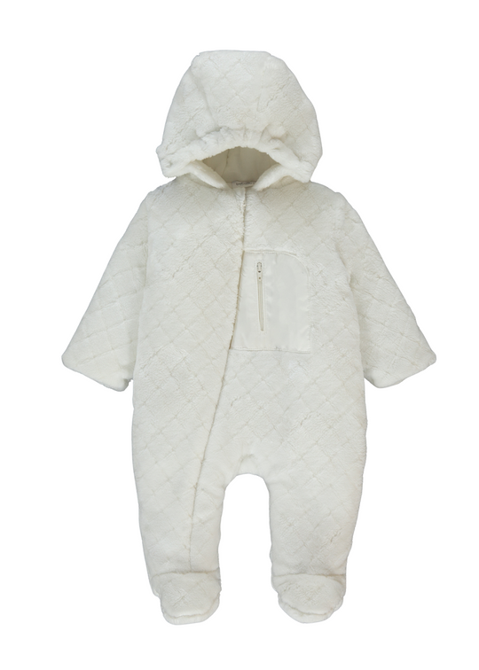 Combinezon Crem din Plus cu Fermoar si Gluga K5132 Bebetto