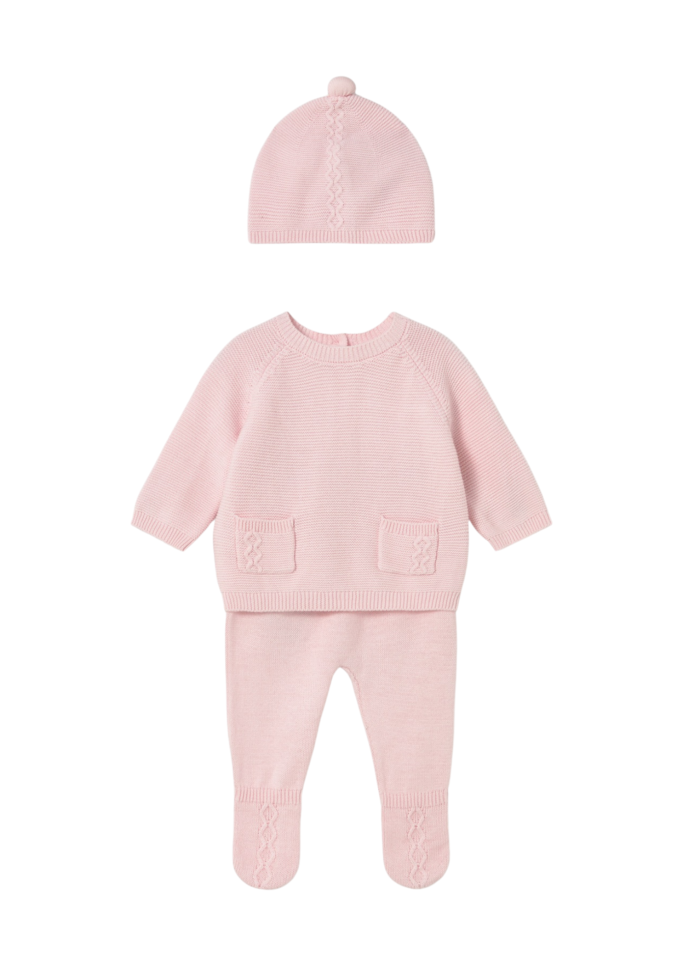 Set 3 Piese Tricotat Roz Pantaloni Bluza si Fes 2564 Mayoral