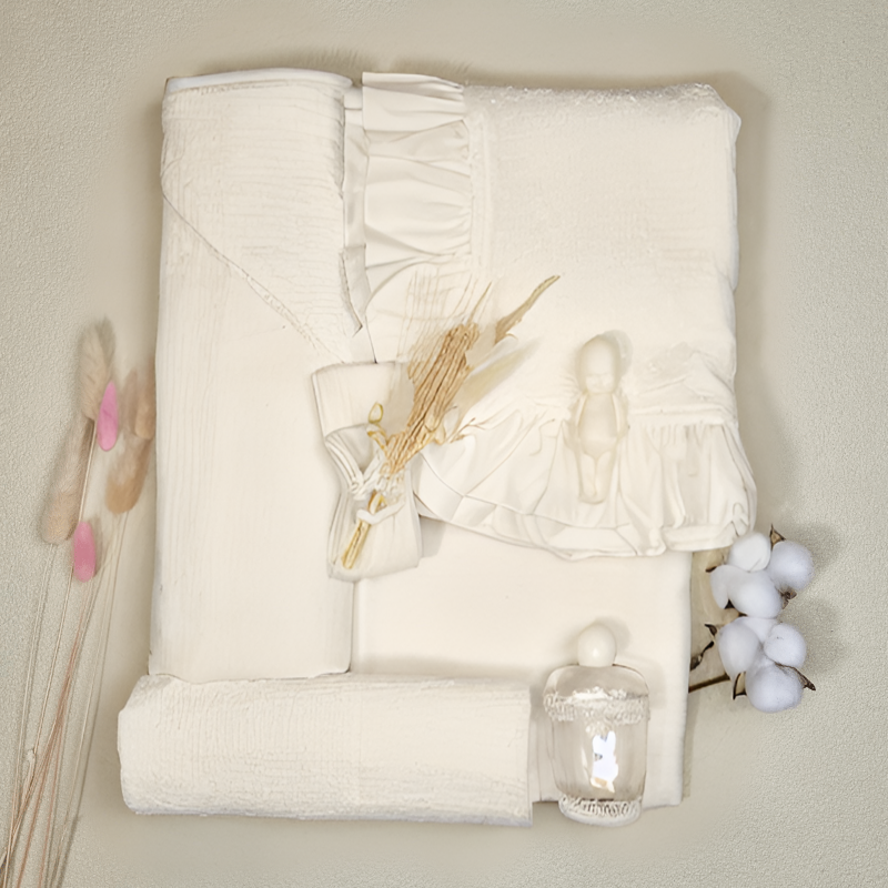 Cream Muslin Truss With Flower Embroidery