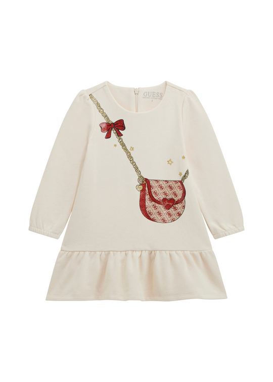 Rochie Crem cu Maneca Lunga Imprimeu Gentuta K5BK21 KAD74 G012 Guess