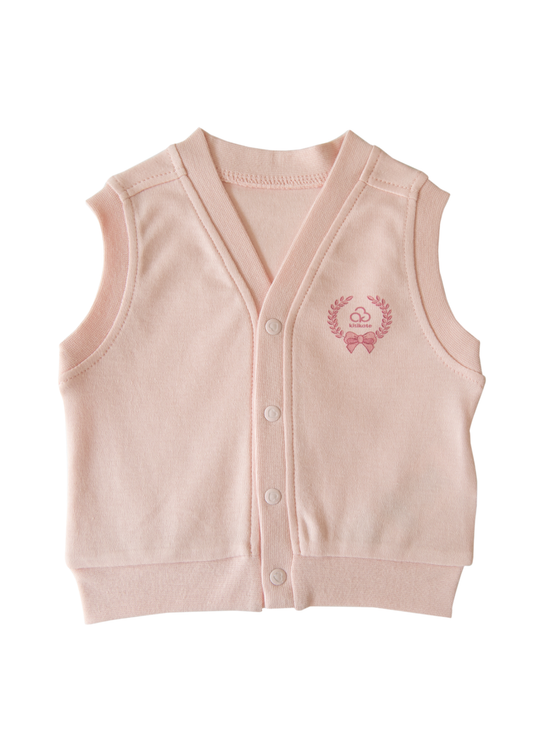 Vesta din Bumbac Organic Roz cu Capse S26135 Kitikate