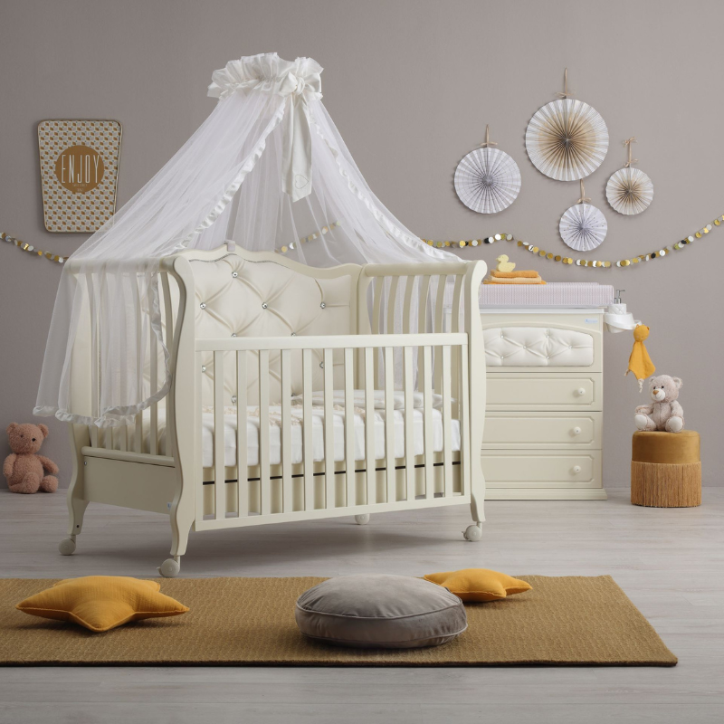 Patut bebelusi - Trionfo Tapitat Ivory Azzurra, Eleganță și Confort - Camera Bebelusului