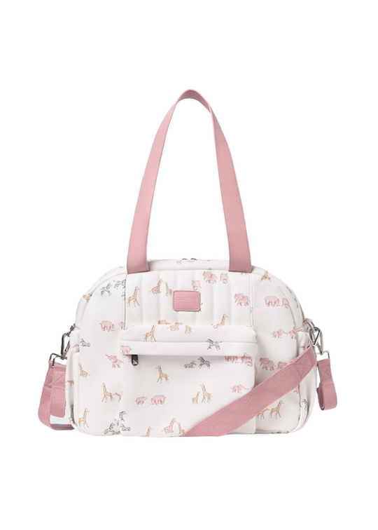 Geanta Maternitate Medie Crem cu Imprimeu Roz 19968 Mayoral