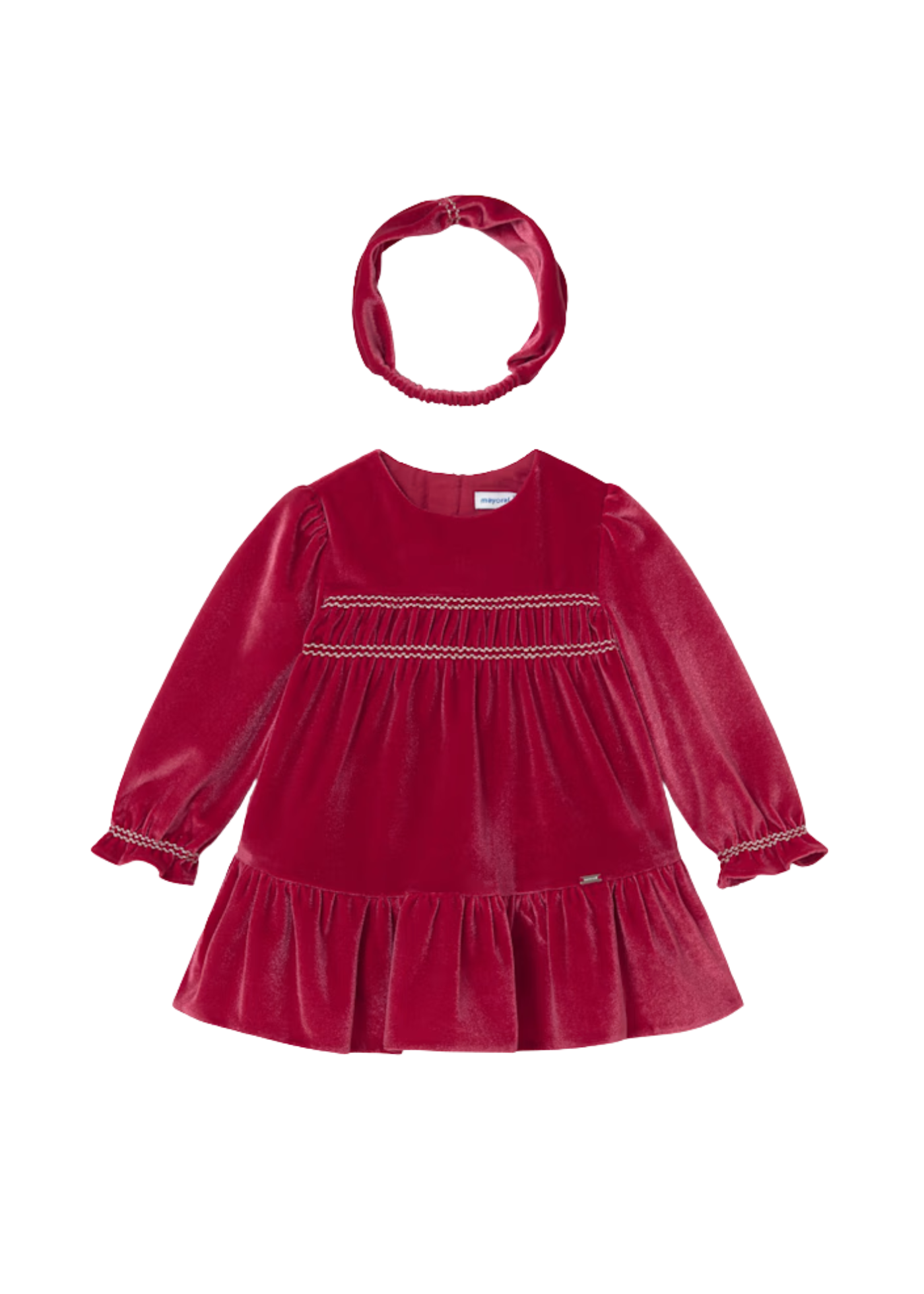 Rochie Catifea Rosie cu Maneca Lunga si Bentita 2904 Mayoral