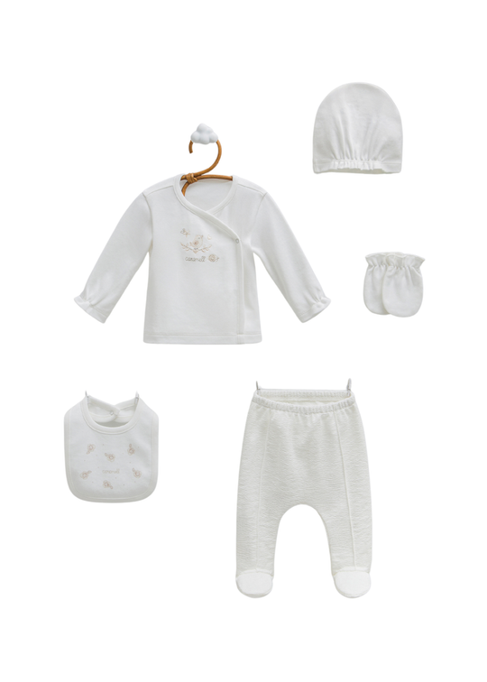 Set 5 Piese Nou Nascut Crem Happy Spring ZK2247 Mell Sweet Baby