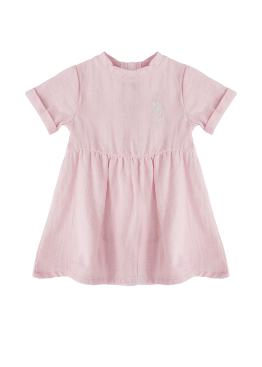 Rochie Roz din Muselina cu Maneca Scurta 1985 V1 Us Polo Assn