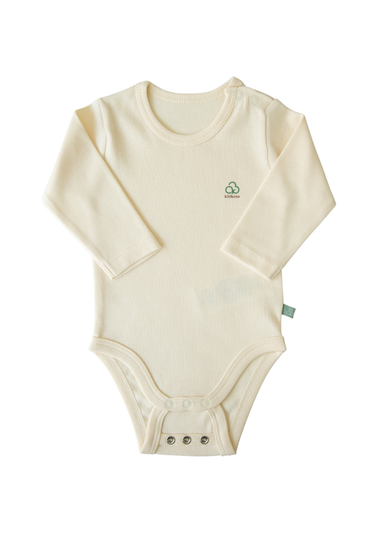 Long Sleeve Beige Organic Cotton Stretch Bodysuit S38558 Kitikate