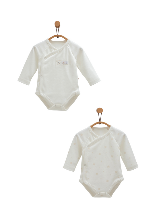 Set 2 Body cu Maneca Lunga Crem cu Ursi BE1461 Mell Sweet Baby