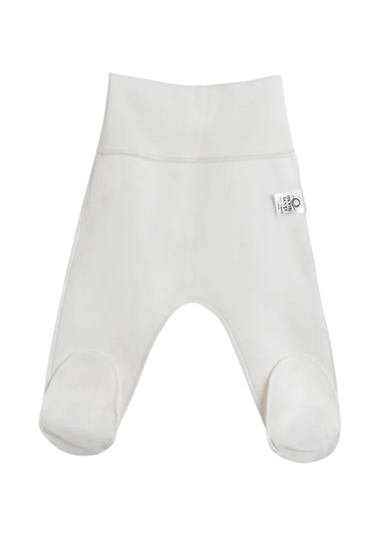 Pantaloni Nou-Nascut cu Botosi Crem din Bumbac Organic MOM-26 ORGANIC KIDS RETAIL SRL