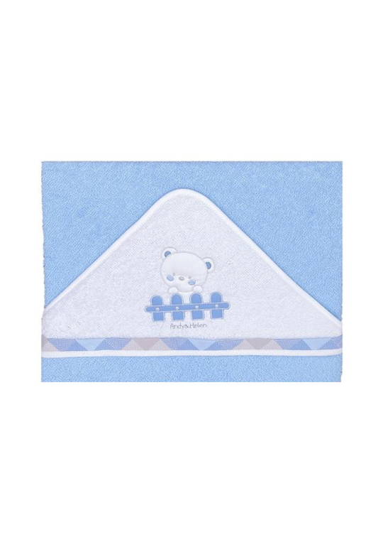 Prosop cu Capison Bleu cu Ursulet si Gardut 100x100 cm D91 Andy&Helen