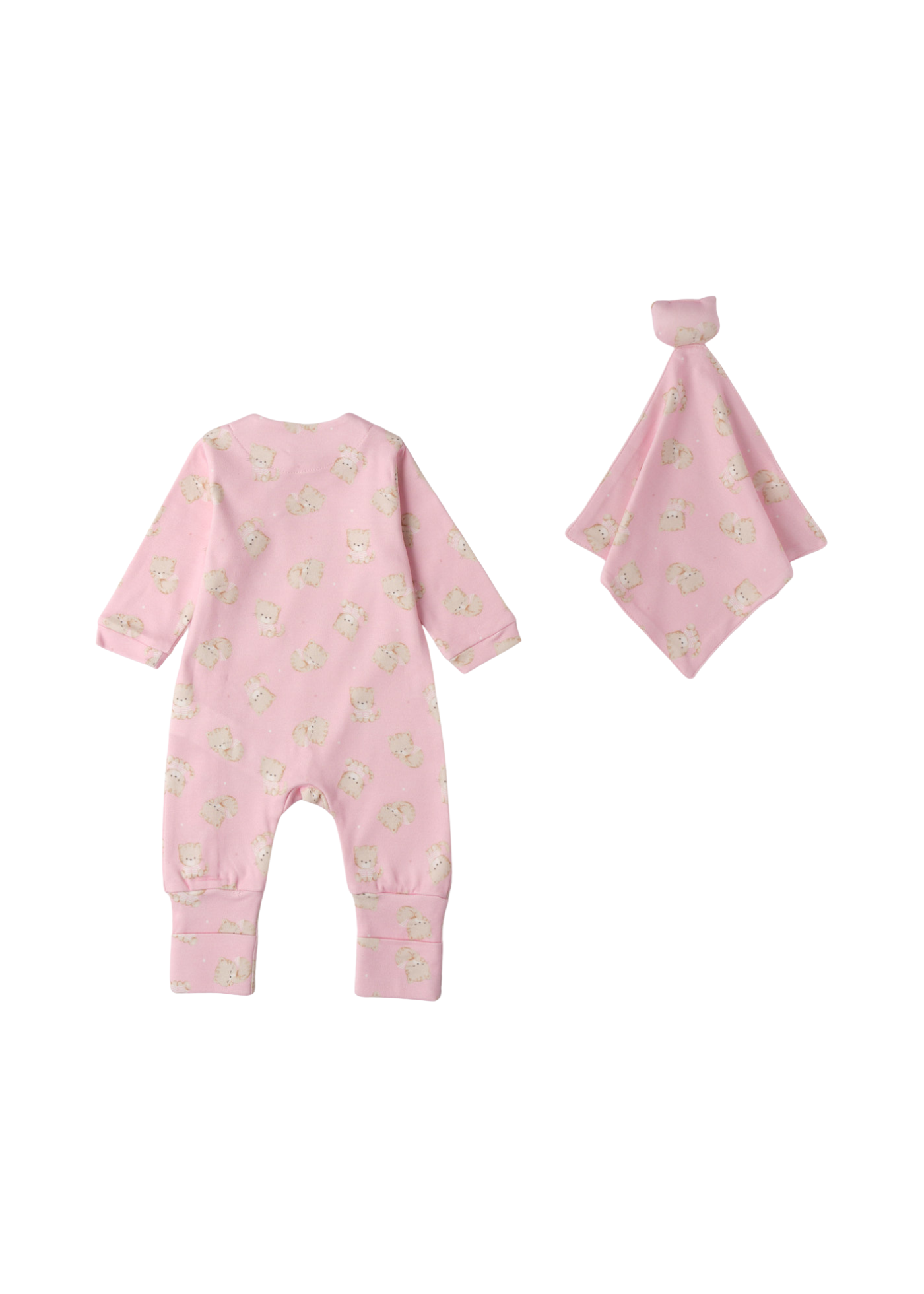 Set Salopeta Lunga Roz cu Imprimeu Pisici si Jucarie GUGU 4.F181/K1 iDO