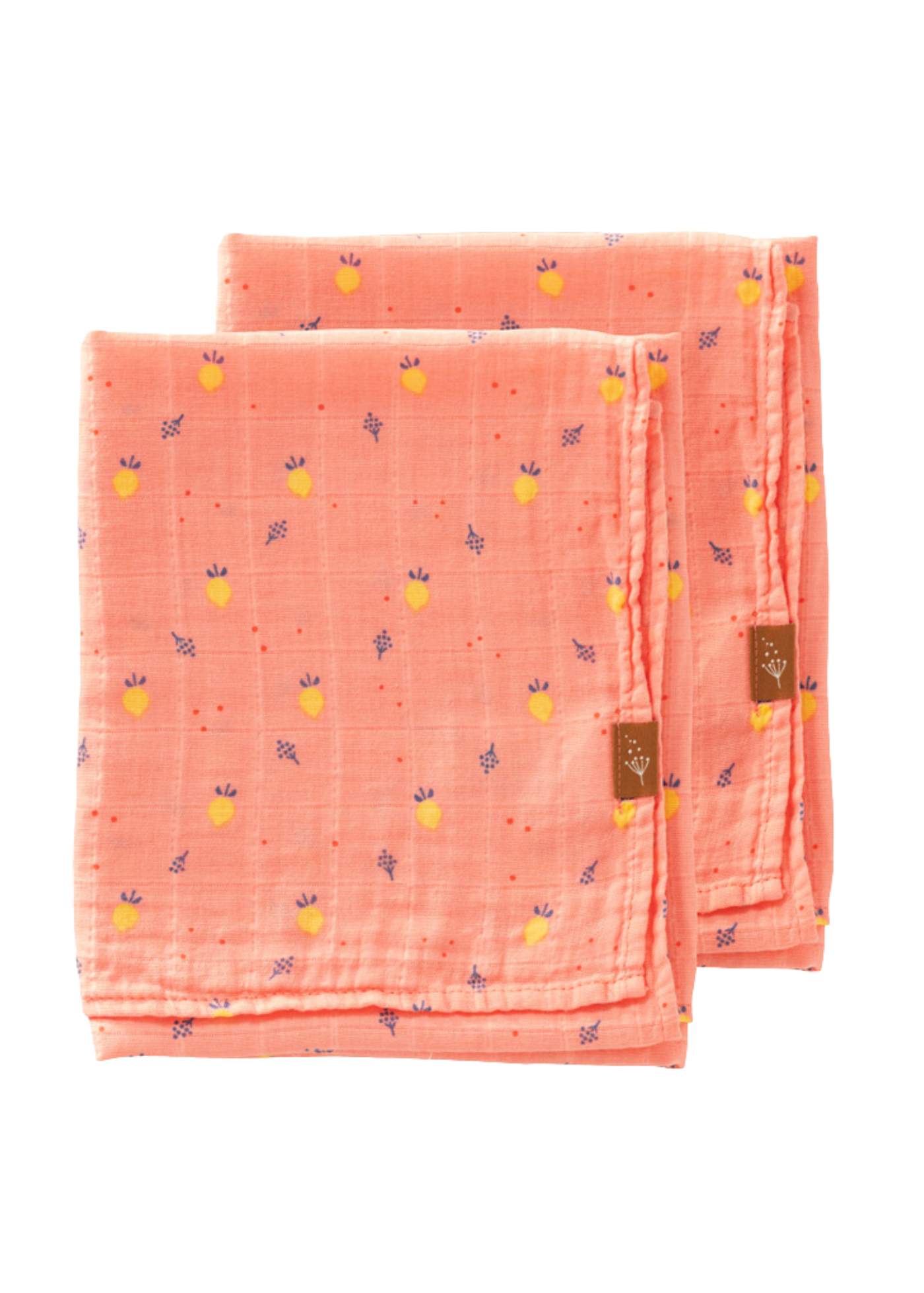 Set 2 Paturici Muselina din Bumbac Organic Frez cu Imprimeu Fructe 70x60 cm F115-55 Fresk