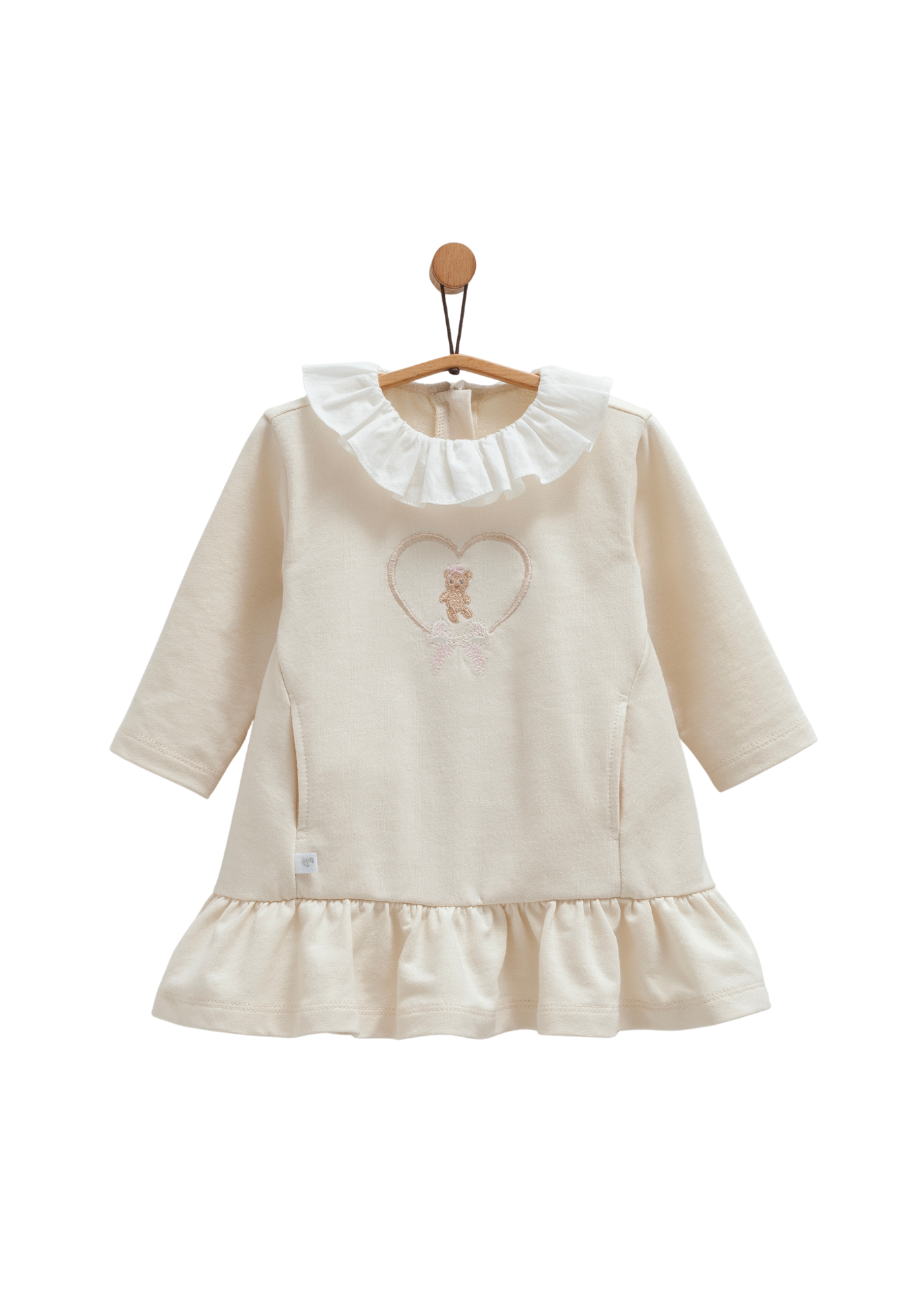 Rochie Bej cu Maneca Lunga cu Urs ELB1398 Mell Sweet Baby