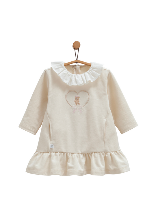 Rochie Bej cu Maneca Lunga cu Urs ELB1398 Mell Sweet Baby