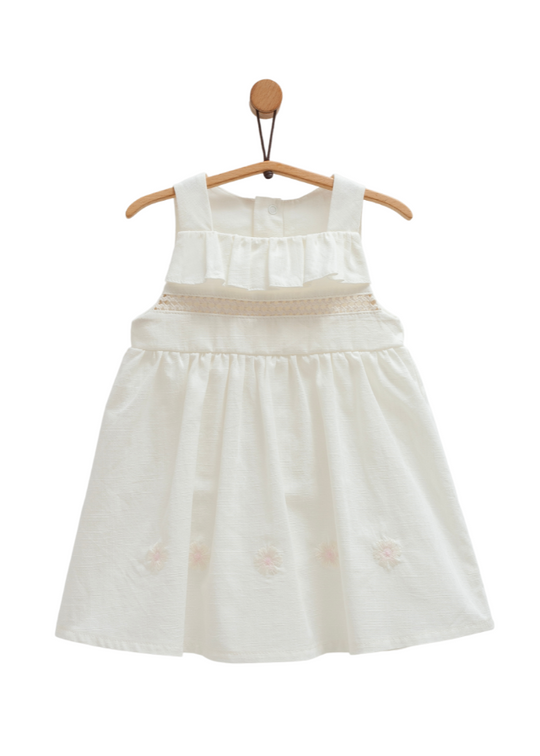 Cream Cotton Dress with Straps Serenity Girl ELB1746 Mell Sweet Baby