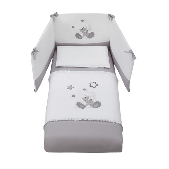 Set Protectie Patut Co-Sleeping 4 Piese Bumbac Colectia Contact Dido Gri Azzurra