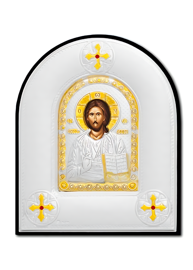 Icoana Argint 925 PVC Iisus Hristos Pantocrator PP30-001