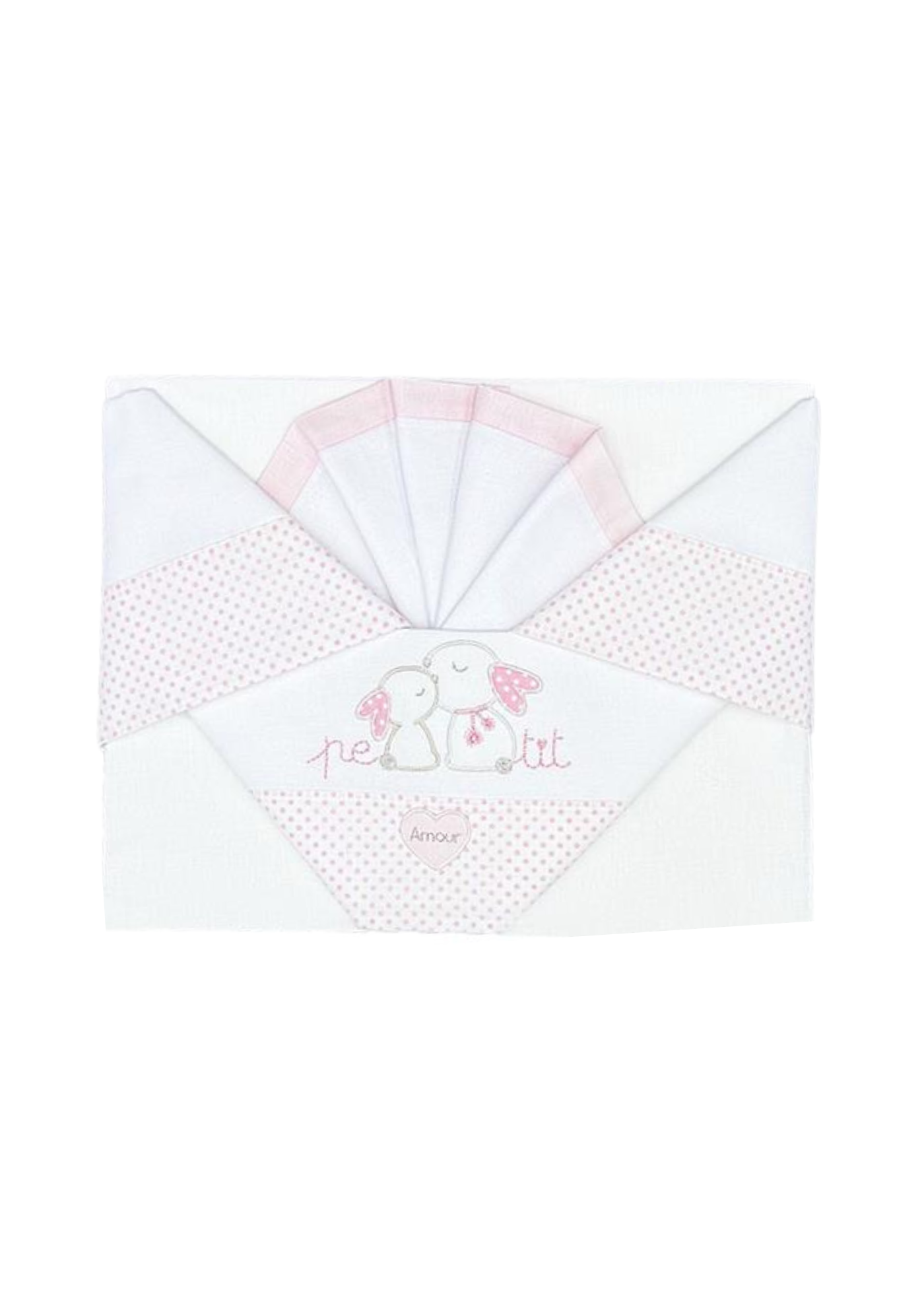 Set Lenjerie Patut 3 Piese Alb-Roz cu Iepurasi D10 Andy&Helen