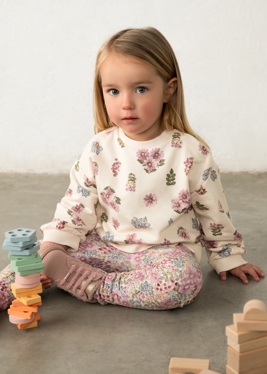 Bluza Sport Crem cu Flori pentru Fete 2433 – Mayoral