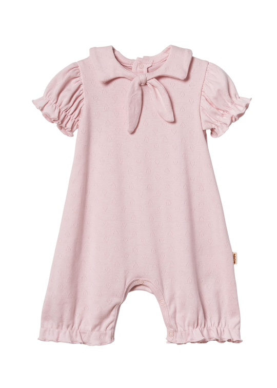 Salopeta Scurta din Bumbac Organic Roz Pudra CSYR4553 Baby Cosy