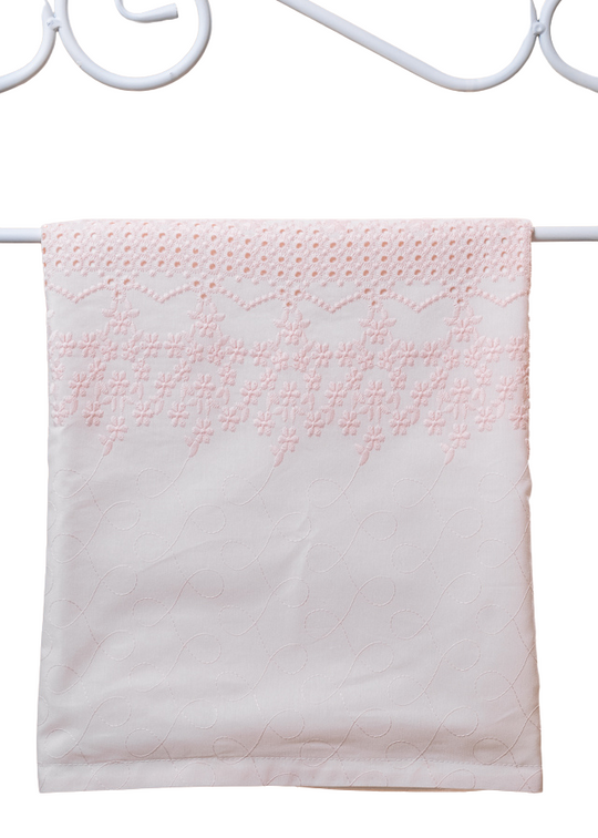 LACK OF MATERIAL Salmon Cotton Plaid with Embroidery 80x85cm AnneBebe