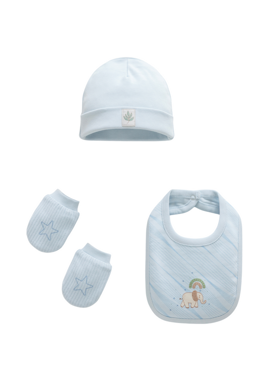 Set 3 Piese Fes Baveta si Manusi Bleu TAE2077 Mell Sweet Baby