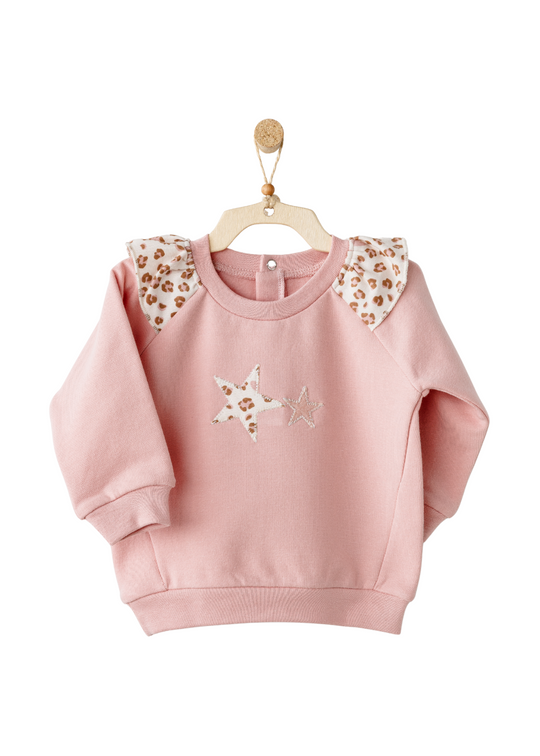 Trening 2 Piese Roz cu Volane Animal Print Bluza si Pantaloni Lungi AC26235 Andywawa