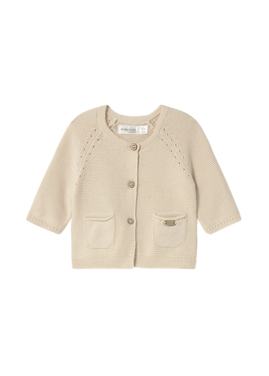Beige Knitted Cardigan with Buttons and Pockets 1307 Mayoral