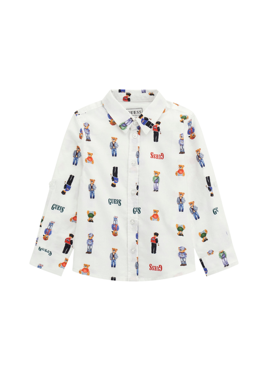 Camasa Alba cu Maneca Lunga Imprimeu Ursi N6RH05 W9CL1 PM4Q Guess