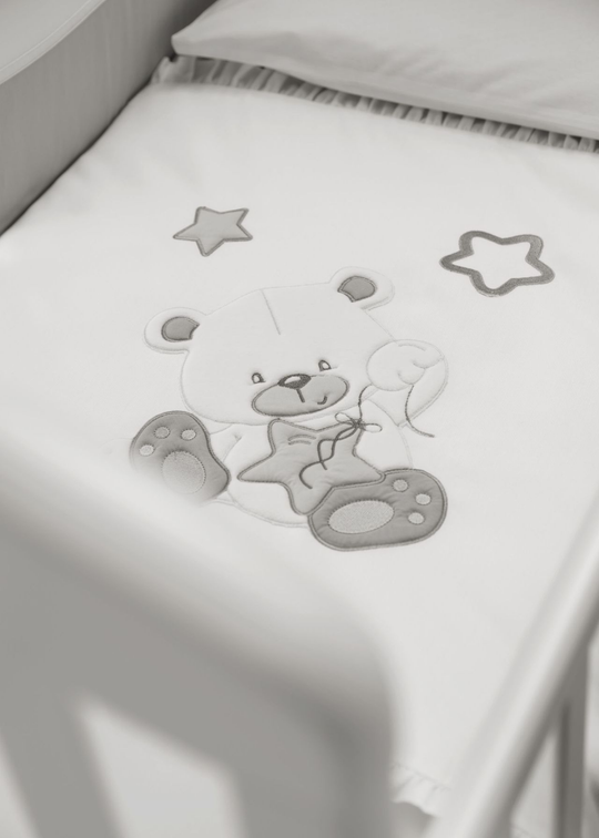 STOCK ON 2 CODES 3-piece Dido white-gray crib bedding set