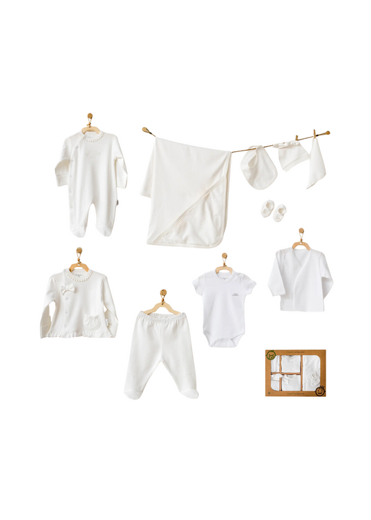 Set 10 Piese Maternitate Crem Bumbac Organic AC25541GOTS Andywawa