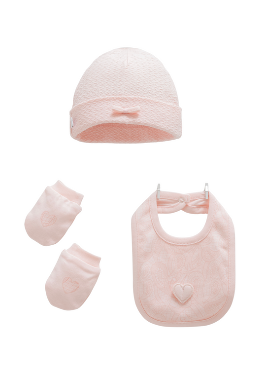 Set 3 Piese Fes Baveta si Manusi Roz TAK2081 Mell Sweet Baby